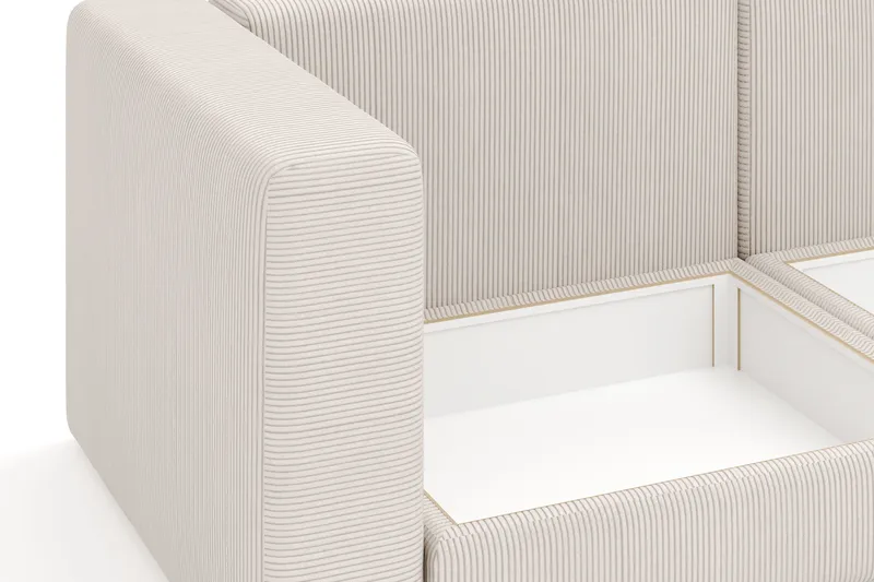 Hagblom 4-paikkainen Käännettävä Divaanisohva 320 cm Säilytystilalla Manchesterkankaasta - Beige - Huonekalut - Sohva - Divaanisohva