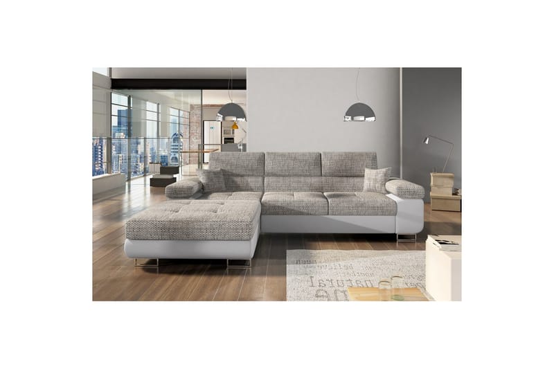 Kulmasohva Eltap Armando 289x85x203 cm - Berlin 01, Soft 17, harmaa, valkoinen, Vasen - Huonekalut - Sohva - Divaanisohva - 3 istuttava sohva divaanilla