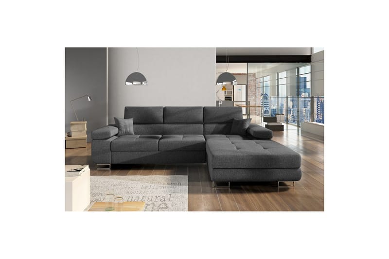 Kulmasohva Eltap Armando 289x85x203 cm - Inari 96, Tummanharmaa, Oikea - Huonekalut - Sohva - Divaanisohva - 3 istuttava sohva divaanilla