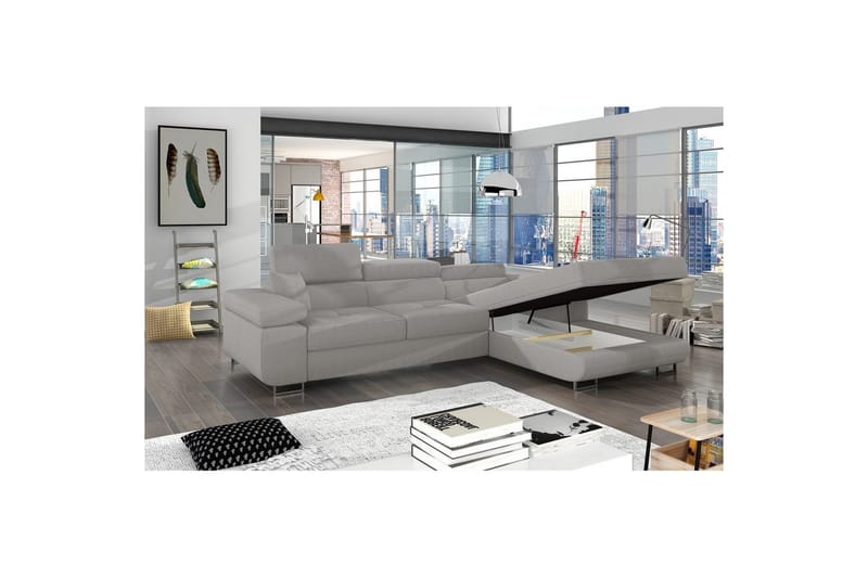 Kulmasohva Eltap Armando 289x85x203 cm - Jarell 03, Vaaleanharmaa, Oikea - Huonekalut - Sohva - Divaanisohva - 3 istuttava sohva divaanilla