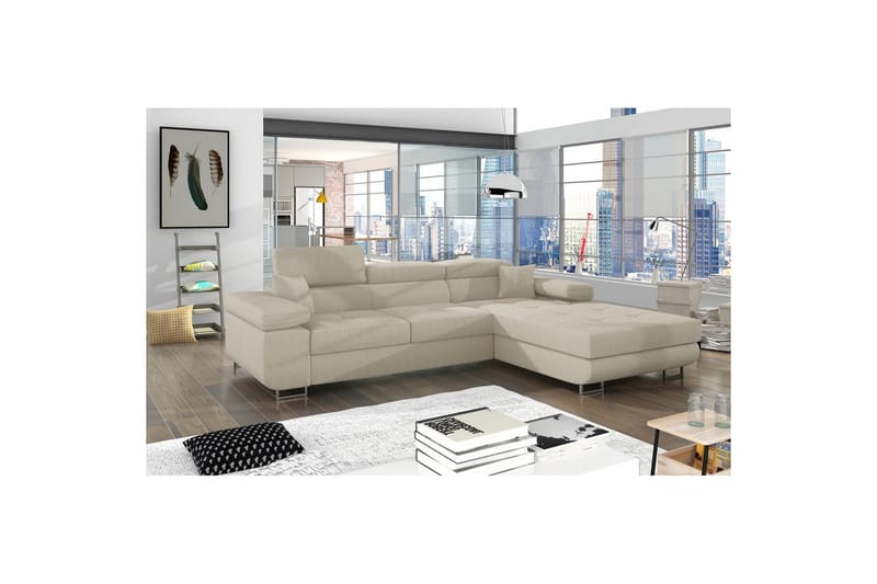 Kulmasohva Eltap Armando 289x85x203 cm - Jarell 18, Vaalea beige, Oikea - Huonekalut - Sohva - Divaanisohva - 3 istuttava sohva divaanilla