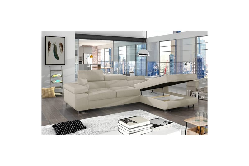 Kulmasohva Eltap Armando 289x85x203 cm - Jarell 18, Vaalea beige, Oikea - Huonekalut - Sohva - Divaanisohva - 3 istuttava sohva divaanilla