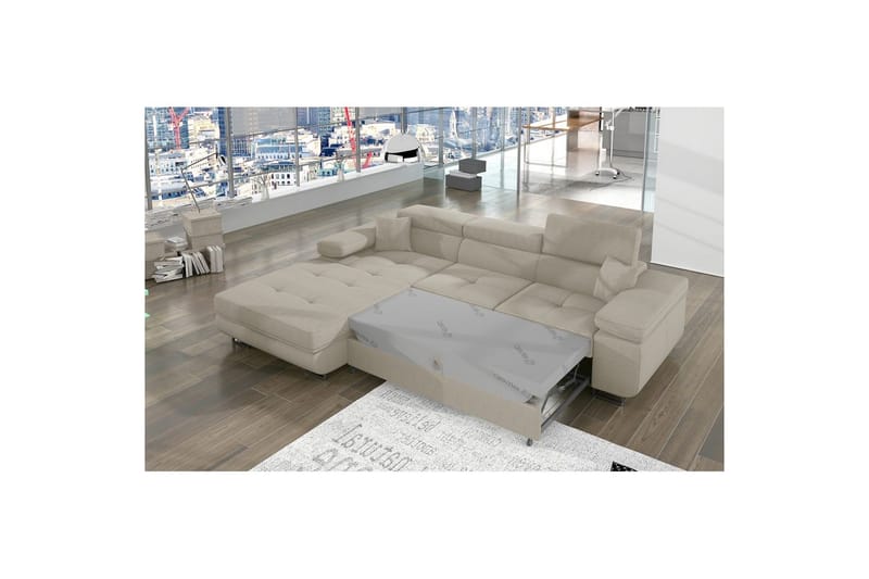 Kulmasohva Eltap Armando 289x85x203 cm - Jarell 18, Vaalea beige, Vasen - Huonekalut - Sohva - Divaanisohva - 3 istuttava sohva divaanilla