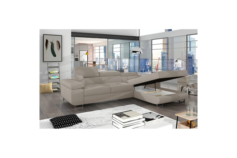 Kulmasohva Eltap Armando 289x85x203 cm - Jarell 20, Beige, Oikea - Huonekalut - Sohva - Divaanisohva - 3 istuttava sohva divaanilla