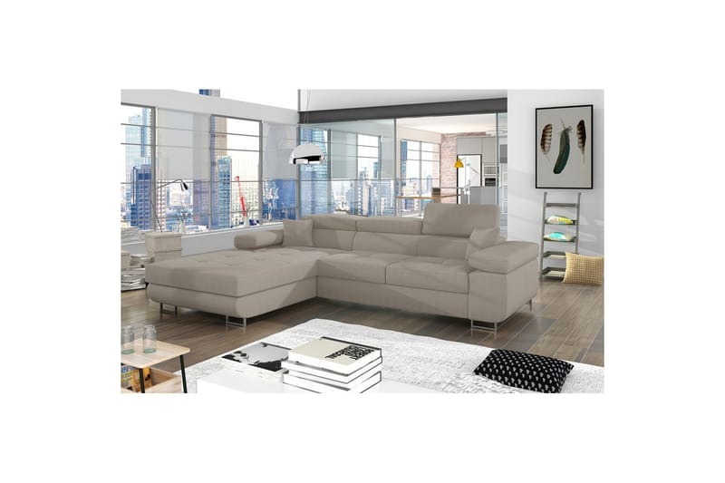 Kulmasohva Eltap Armando 289x85x203 cm - Jarell 20, Beige, Vasen - Huonekalut - Sohva - Divaanisohva - 3 istuttava sohva divaanilla