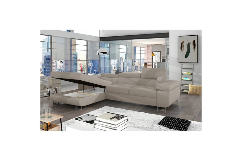 Kulmasohva Eltap Armando 289x85x203 cm - Jarell 20, Beige, Vasen - Huonekalut - Sohva - Divaanisohva - 3 istuttava sohva divaanilla