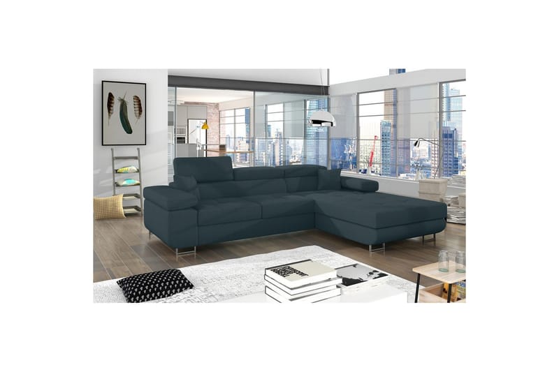 Kulmasohva Eltap Armando 289x85x203 cm - Jarell 38, Sininen, Oikea - Huonekalut - Sohva - Divaanisohva - 3 istuttava sohva divaanilla
