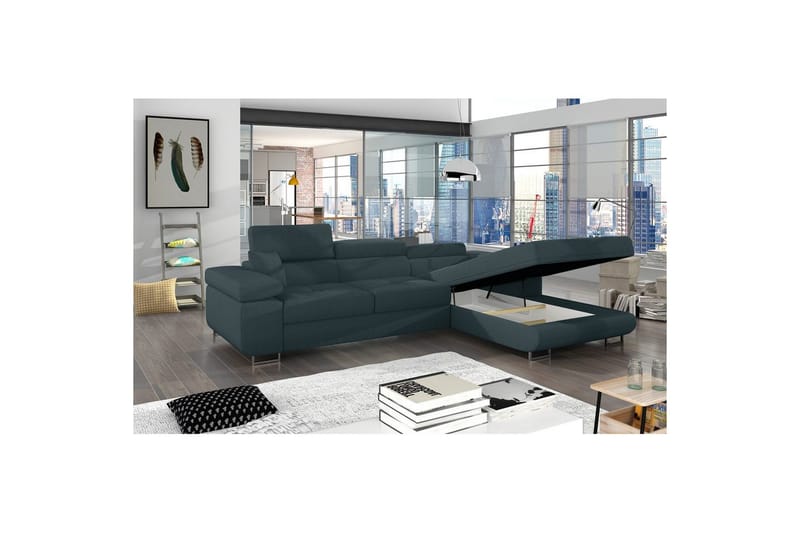 Kulmasohva Eltap Armando 289x85x203 cm - Jarell 38, Sininen, Oikea - Huonekalut - Sohva - Divaanisohva - 3 istuttava sohva divaanilla