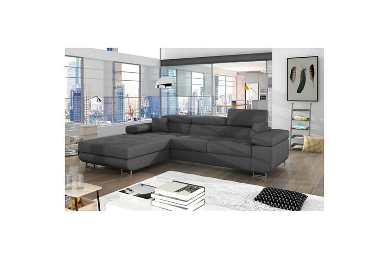 Kulmasohva Eltap Armando 289x85x203 cm - Sawana 21, Harmaa, Vasen - Huonekalut - Sohva - Divaanisohva - 3 istuttava sohva divaanilla