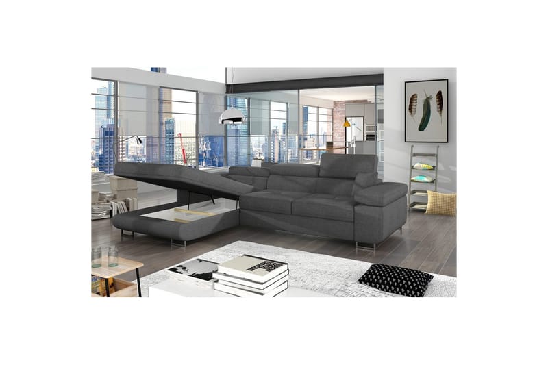 Kulmasohva Eltap Armando 289x85x203 cm - Sawana 21, Harmaa, Vasen - Huonekalut - Sohva - Divaanisohva - 3 istuttava sohva divaanilla