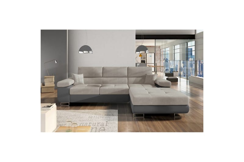 Kulmasohva Eltap Armando 289x85x203 cm - Soro 83, Soft 29, Valkoinen, Harmaa, Oikea - Huonekalut - Sohva - Divaanisohva - 3 istuttava sohva divaanilla