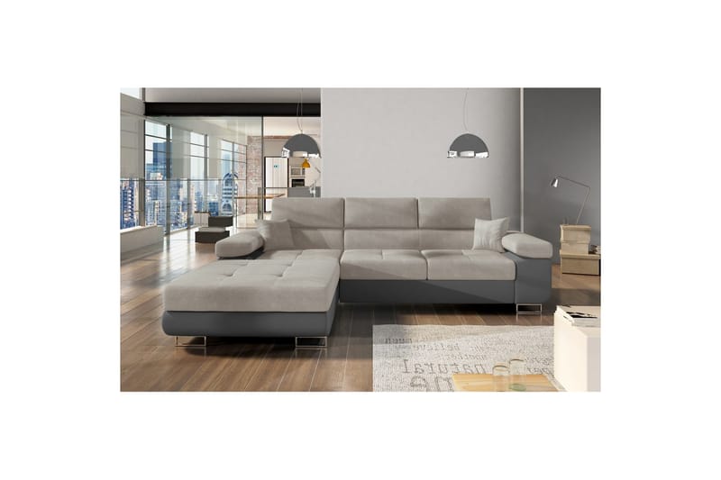 Kulmasohva Eltap Armando 289x85x203 cm - Soro 83, Soft 29, Valkoinen, Harmaa, Vasen - Huonekalut - Sohva - Divaanisohva - 3 istuttava sohva divaanilla