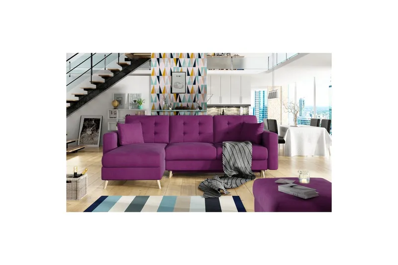 Kulmasohva Eltap Asgard L 248x93x162 cm, Mat Velvet 68, Punainen