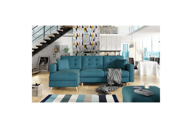 Kulmasohva Eltap Asgard L 248x93x162 cm - Mat Velvet 75, Vihreä - Huonekalut - Sohva - Divaanisohva - 3 istuttava sohva divaanilla