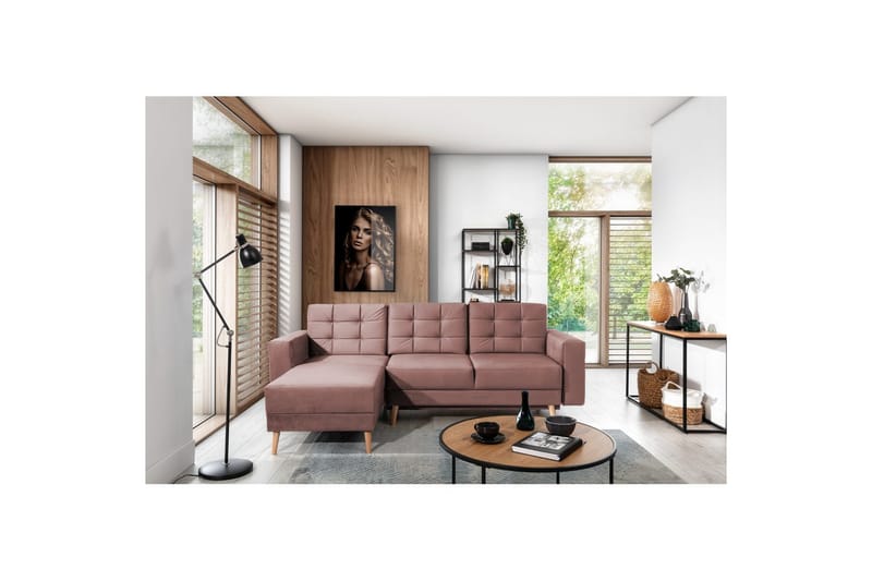 Kulmasohva Eltap Asgard L 248x93x162 cm - Monolith 63, Vaaleanpunainen - Huonekalut - Sohva - Divaanisohva - 3 istuttava sohva divaanilla