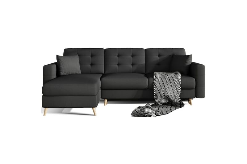 Kulmasohva Eltap Asgard L 248x93x162 cm - Sawana 14, Musta - Huonekalut - Sohva - Divaanisohva - 3 istuttava sohva divaanilla