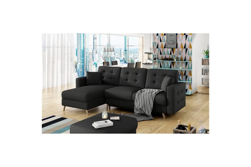 Kulmasohva Eltap Asgard L 248x93x162 cm - Sawana 14, Musta - Huonekalut - Sohva - Divaanisohva - 3 istuttava sohva divaanilla
