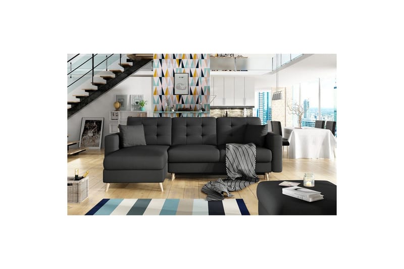 Kulmasohva Eltap Asgard L 248x93x162 cm - Sawana 14, Musta - Huonekalut - Sohva - Divaanisohva - 3 istuttava sohva divaanilla