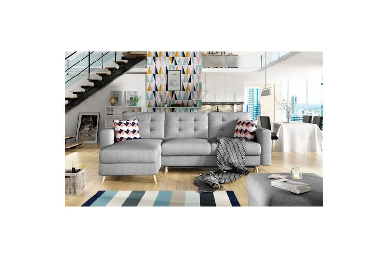 Kulmasohva Eltap Asgard L 248x93x162 cm, Suoja 87, Siksak 60, Harmaa, Kuvio