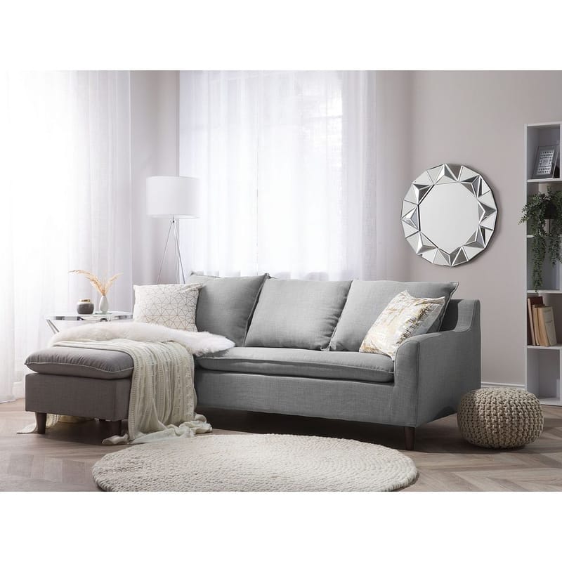 Kulmasohva Elvenes - Harmaa, Tumma puu/Oikeakätinen - Huonekalut - Sohva - Kulmasohva - Kulmadivaanisohva