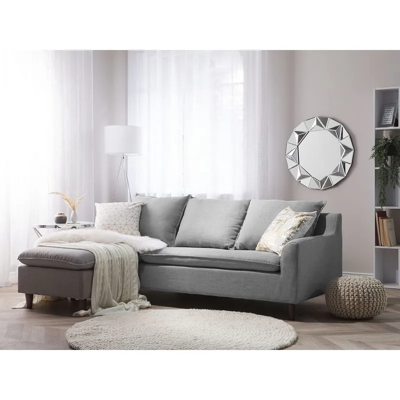 Kulmasohva Elvenes - Harmaa, Tumma puu/Oikeakätinen - Huonekalut - Sohva - Kulmasohva - Kulmadivaanisohva