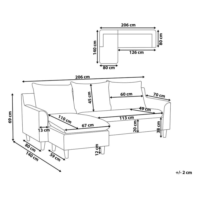 Kulmasohva Elvenes - Harmaa, Tumma puu/Oikeakätinen - Huonekalut - Sohva - Kulmasohva - Kulmadivaanisohva