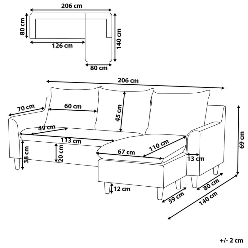 Kulmasohva Elvenes - Taupe, tumma puu/Vasemmanpuoleinen - Huonekalut - Sohva - Kulmasohva