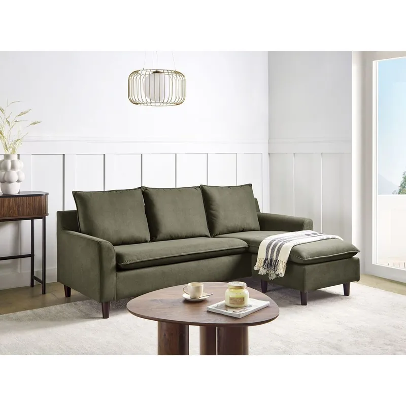 Kulmasohva Elvenes - Vihreä, tumma puu/Vasenkätinen - Huonekalut - Sohva - Kulmasohva - Kulmadivaanisohva