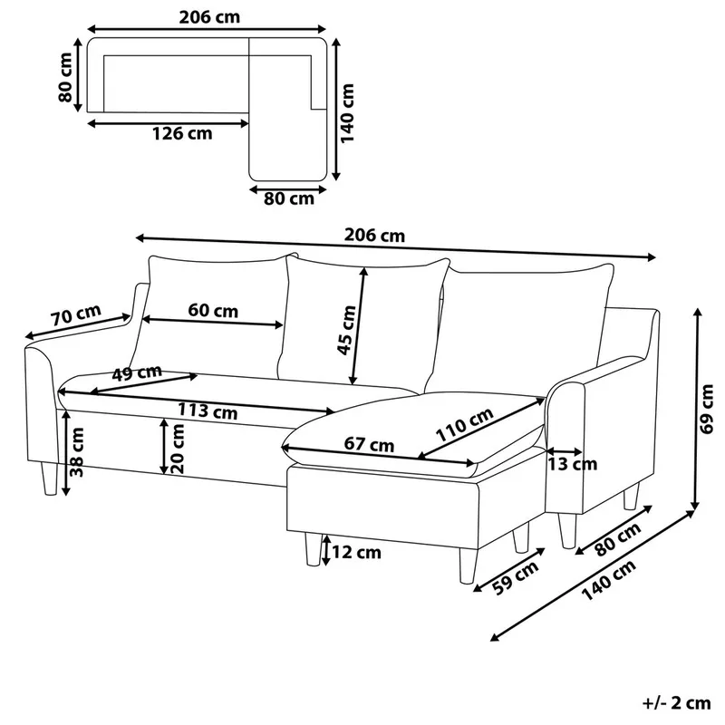 Kulmasohva Elvenes - Vihreä, tumma puu/Vasenkätinen - Huonekalut - Sohva - Kulmasohva