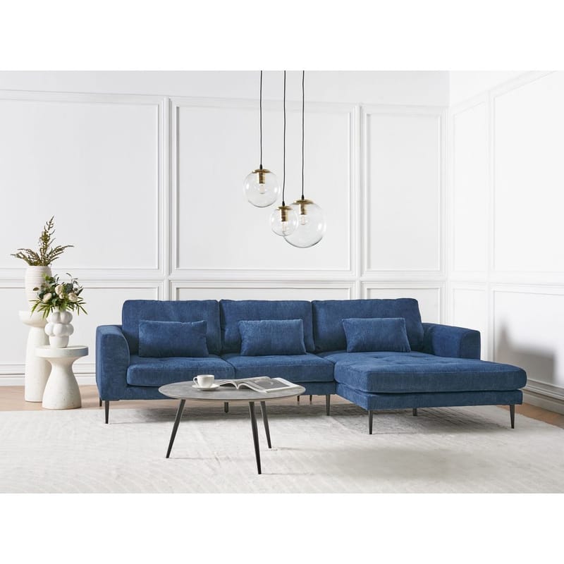 Kulmasohva Flam - Sininen, Musta/Vasenpuoleinen/Polyesteri - Huonekalut - Sohva - Kulmasohva