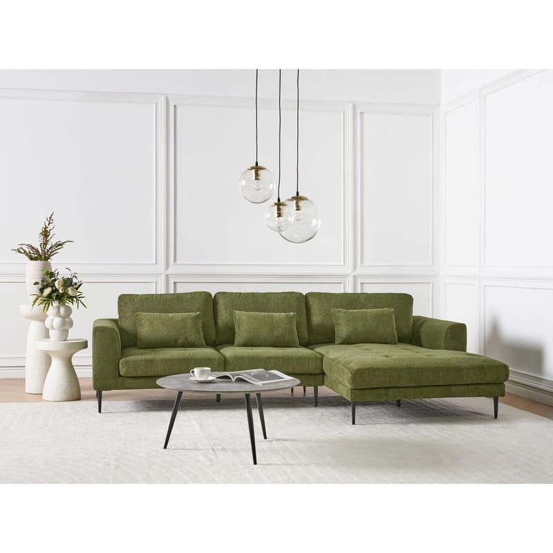 Kulmasohva Flam - Vihreä, Musta/Vasenkätinen/Polyesteri - Huonekalut - Sohva - Kulmasohva