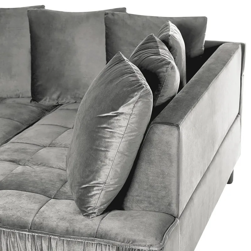 Kulmasohva Grena - Harmaa, Tumma puu - Huonekalut - Sohva - Kulmasohva