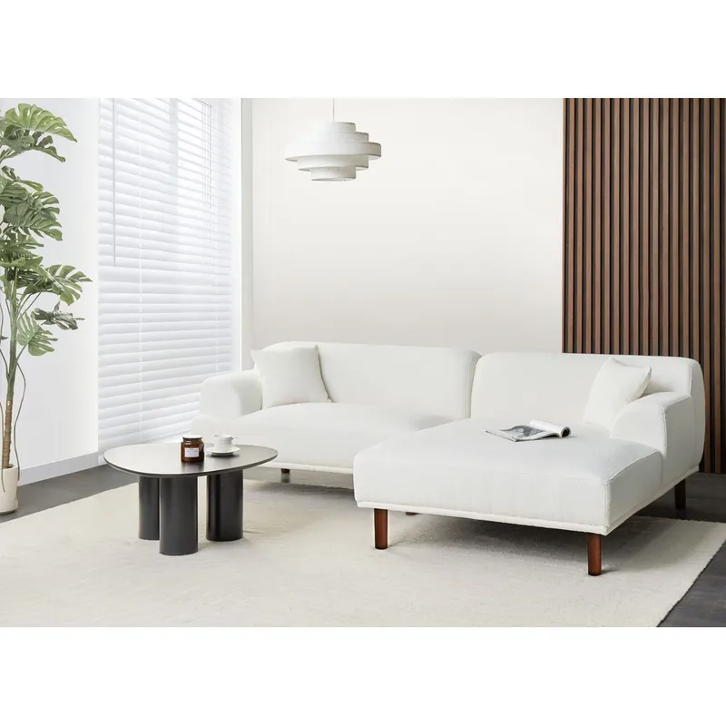 Kulmasohva Holt - Valkoinen, Ruskea/Bouclé - Huonekalut - Sohva - Kulmasohva - Kulmadivaanisohva