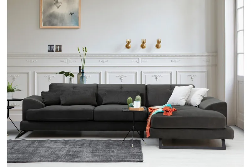 Kulmasohva Janavia Divaanilla Oikea - Musta - Huonekalut - Sohva - Divaanisohva