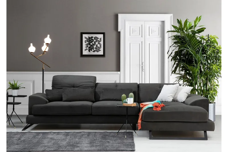 Kulmasohva Janavia Divaanilla Oikea - Musta - Huonekalut - Sohva - Divaanisohva