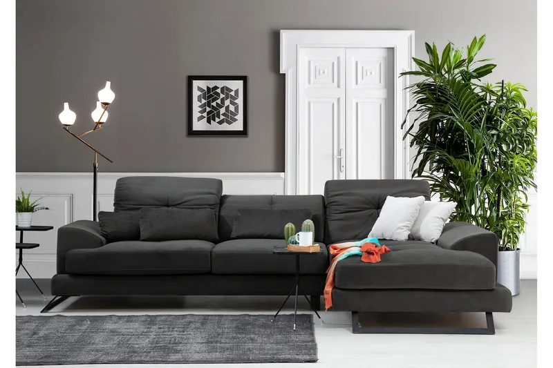 Kulmasohva Janavia Divaanilla Oikea - Musta - Huonekalut - Sohva - Divaanisohva