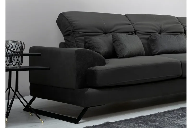 Kulmasohva Janavia Divaanilla Oikea - Musta - Huonekalut - Sohva - Divaanisohva