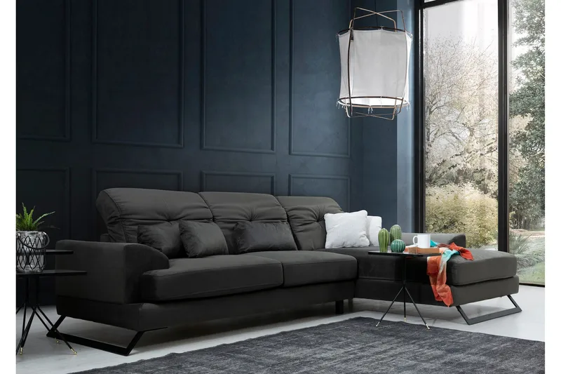 Kulmasohva Janavia Divaanilla Oikea - Musta - Huonekalut - Sohva - Divaanisohva