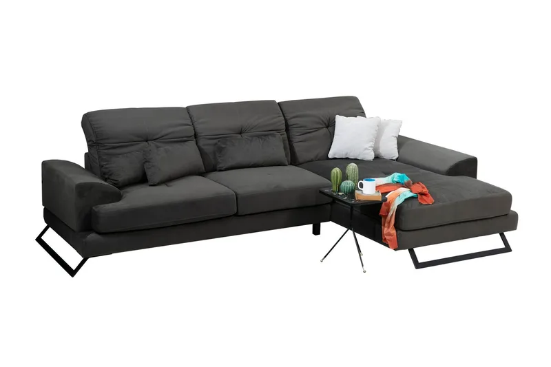 Kulmasohva Janavia Divaanilla Oikea - Musta - Huonekalut - Sohva - Divaanisohva