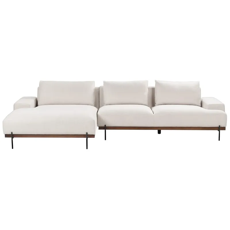 Kulmasohva Mariferd, Beige, musta, tumma puu/oikeakätinen