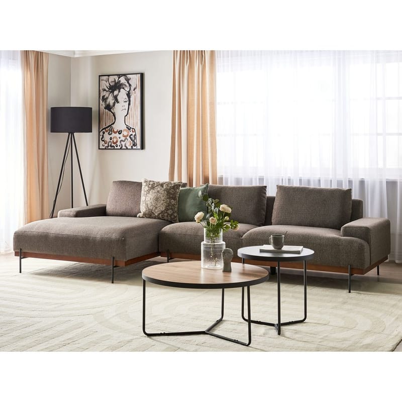 Kulmasohva Mariferd - Ruskea, musta, tumma puu/Oikealle päin - Huonekalut - Sohva - Kulmasohva