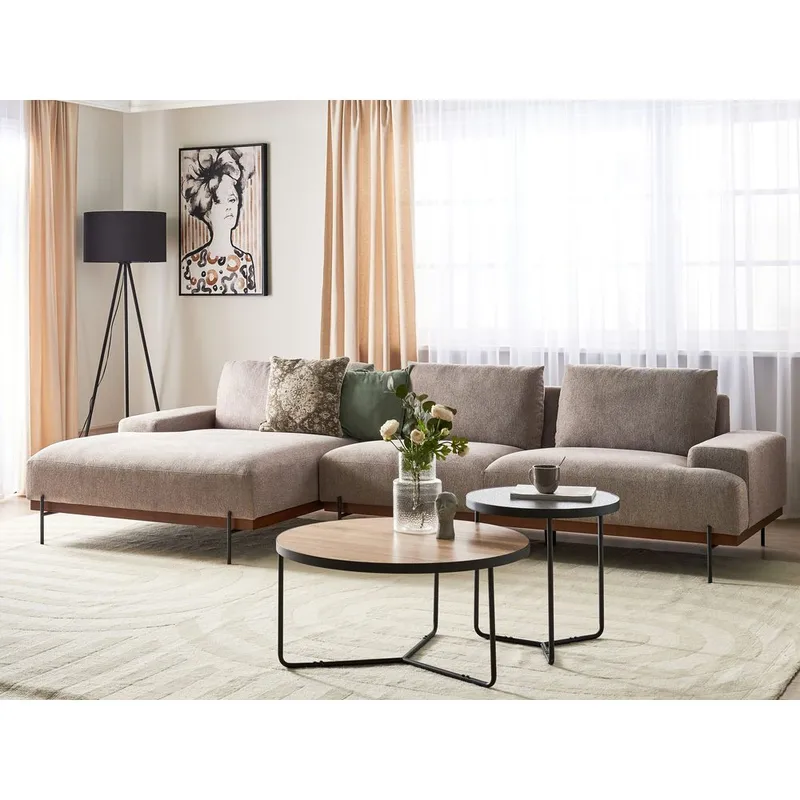 Kulmasohva Mariferd - Vaaleanruskea, musta, tumma puu/Oikeakätinen - Huonekalut - Sohva - Kulmasohva - Kulmadivaanisohva