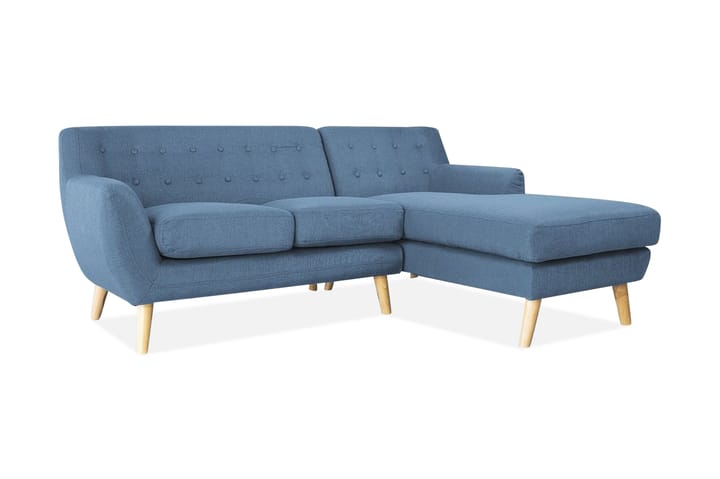 Kulmasohva Motala 140 cm - Sininen - 3 istuttava sohva divaanilla - Divaanisohva