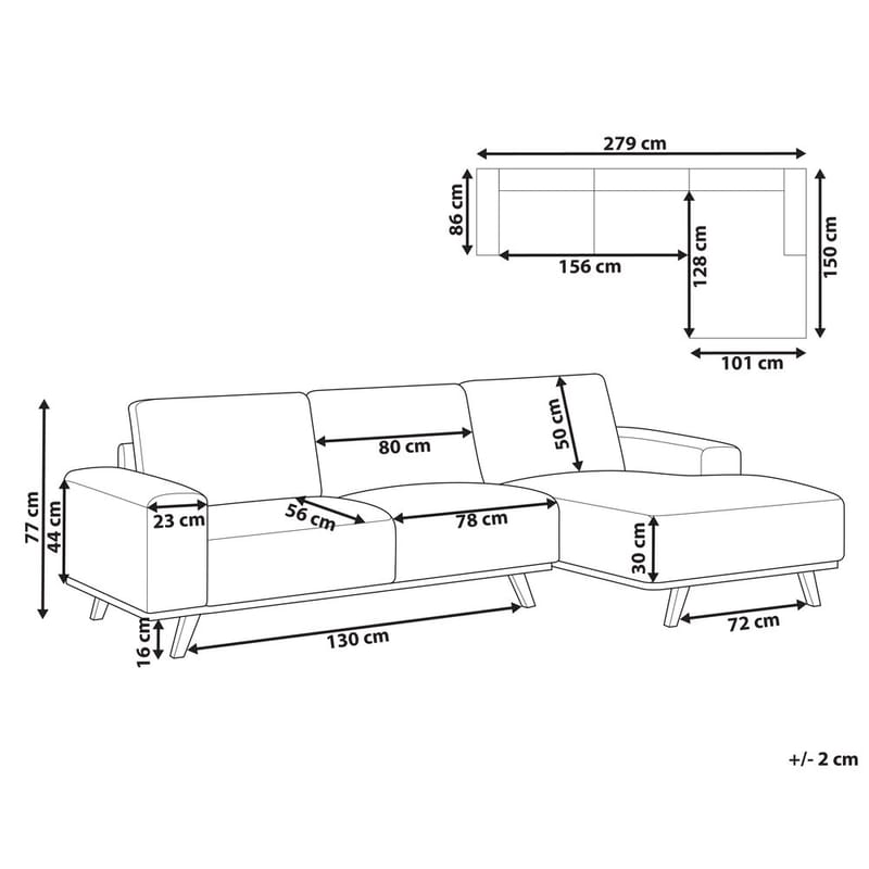 Kulmasohva Nora - Beige, vaalea puu/vasenkätinen - Huonekalut - Sohva - Kulmasohva