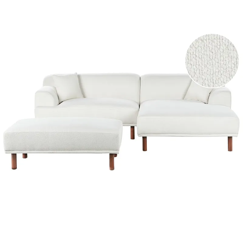 Kulmasohva rahilla Holt - Valkoinen, Ruskea/Bouclé - Huonekalut - Sohva - Kulmasohva - Kulmadivaanisohva