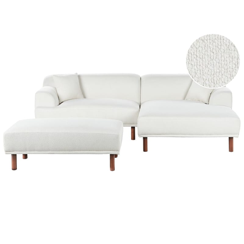 Kulmasohva rahilla Holt - Valkoinen, Ruskea/Bouclé - Huonekalut - Sohva - Kulmasohva - Kulmadivaanisohva