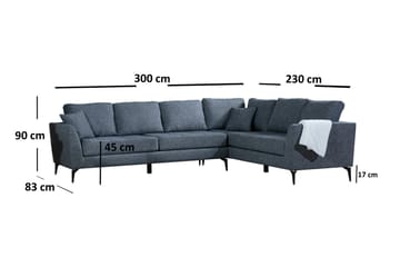 Kulmasohva Rodenas Divaanilla Oikea - Harmaa - Huonekalut - Sohva - Kulmasohva