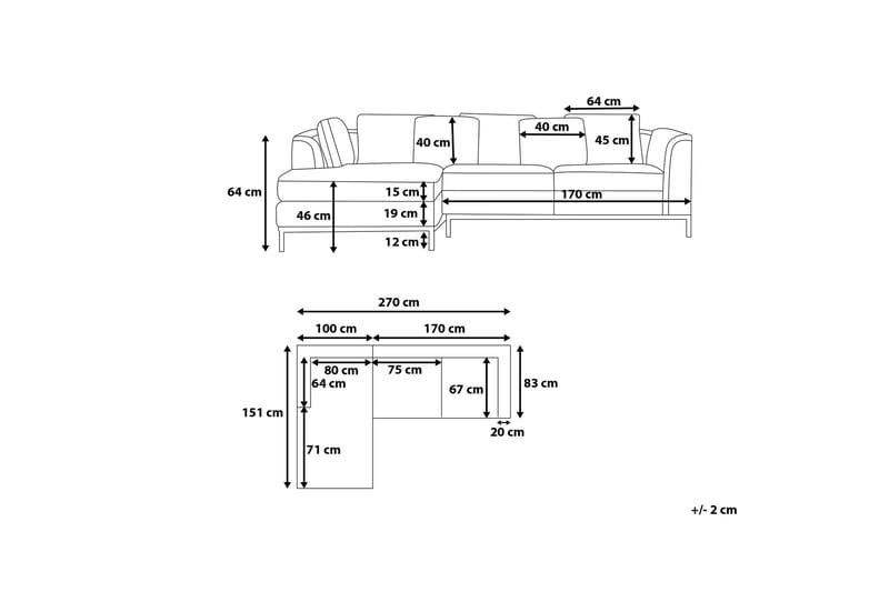 Kulmasohva Sharmon Oikea - Musta/Nahka - Huonekalut - Sohva - Divaanisohva