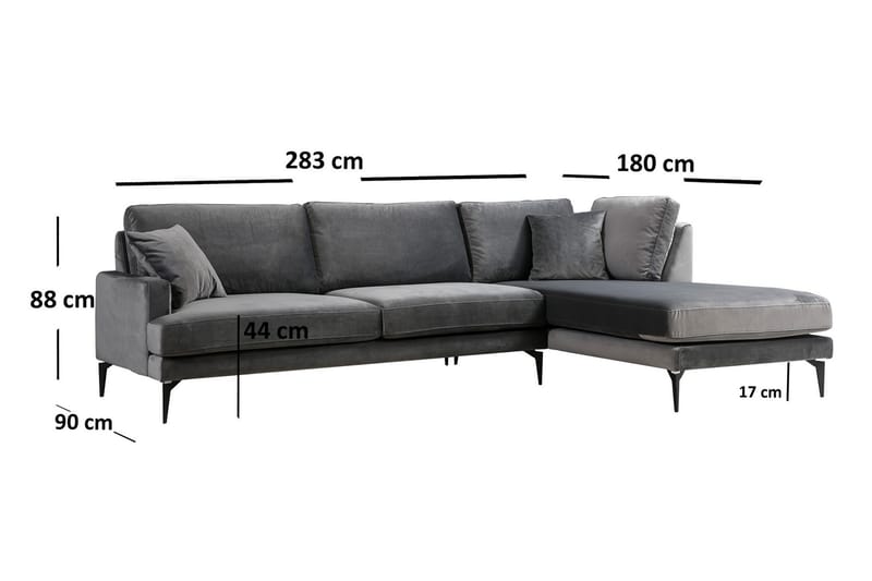 Kulmasohva Stefphon Divaanilla Oikea - Musta - Huonekalut - Sohva - Divaanisohva