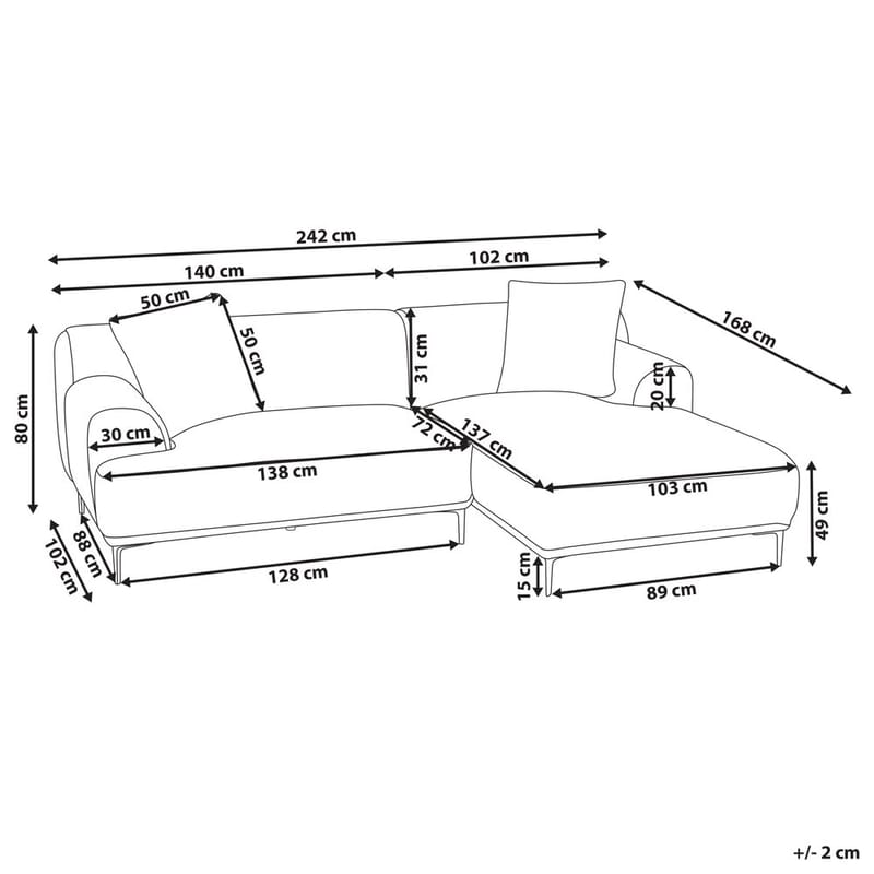 Kulmasohva Stenum - Ruskea, messinki/Oikeakätinen - Huonekalut - Sohva - Kulmasohva - Howard-kulmasohva